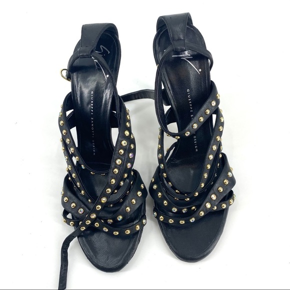 Giuseppe Zanotti Shoes - GIUSEPPE ZANOTTI Black Studded Multi-Strap Heels
